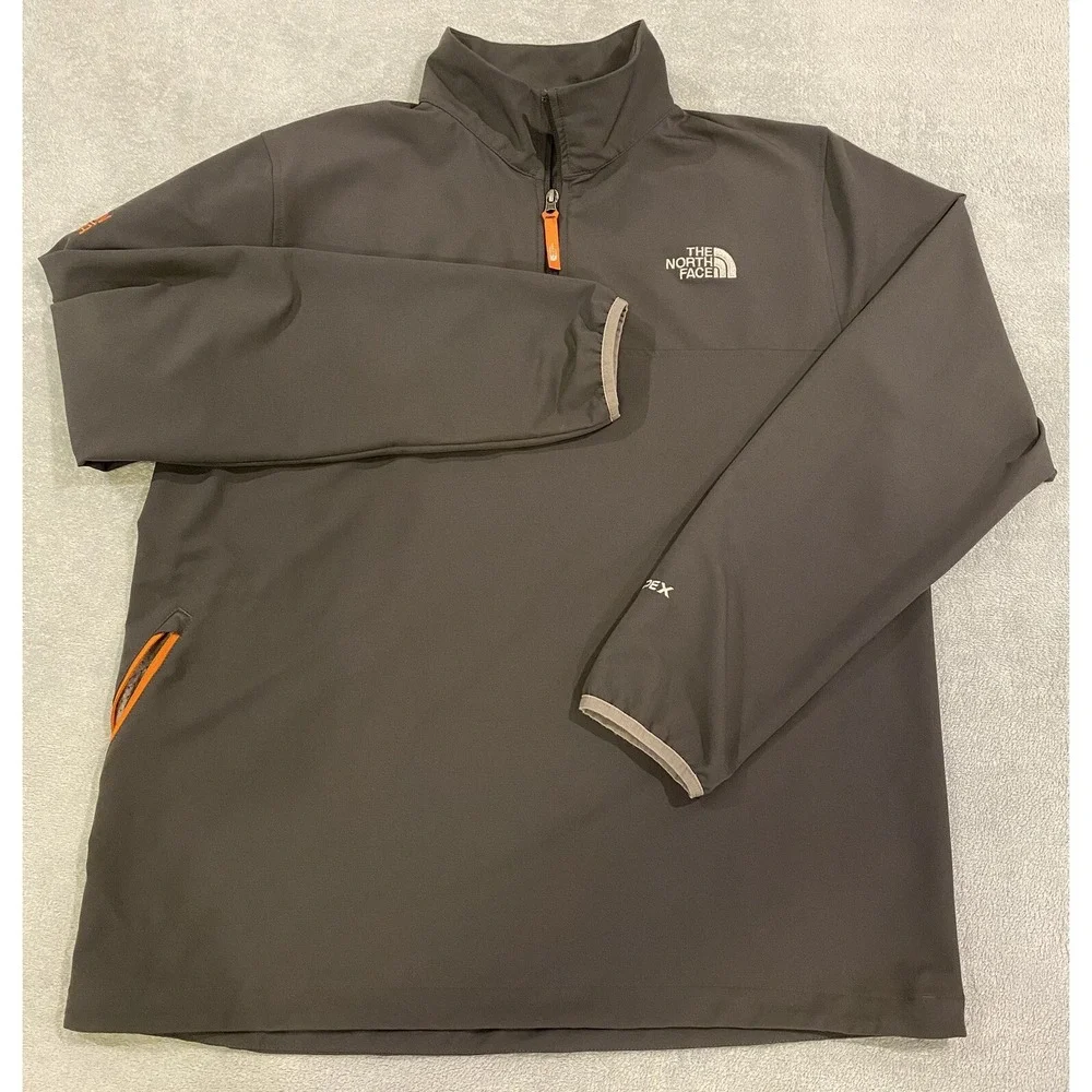 North Face Jacket Adult L Gray 1/4 Zip Pullover Mock Neck Polyester Large Look!